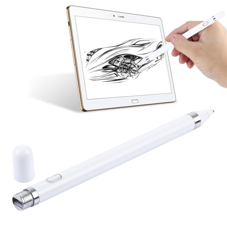 Short Universal Rechargeable Capacitive Touch Screen Stylus Pen with 2.3mm Superfine Metal Nib, For iPhone, iPad, Samsung, and Other Capacitive Touch Screen Smartphones or Tablet PC(White) - free shipping - PMC Jewellery - Order now!