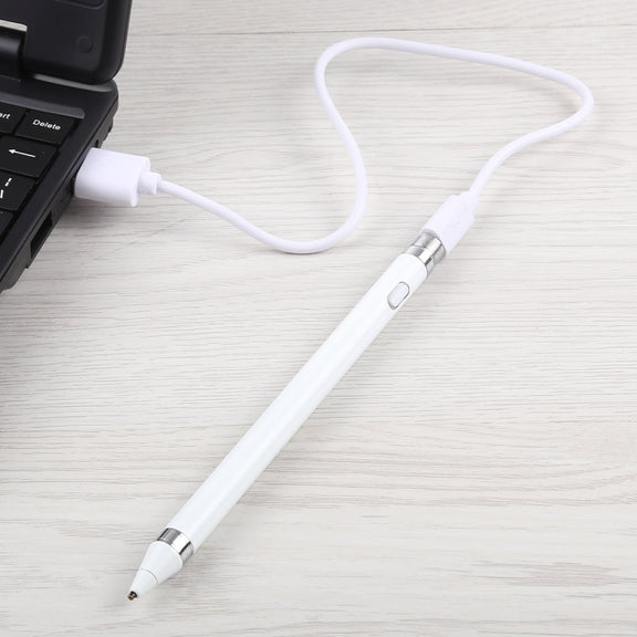 Short Universal Rechargeable Capacitive Touch Screen Stylus Pen with 2.3mm Superfine Metal Nib, For iPhone, iPad, Samsung, and Other Capacitive Touch Screen Smartphones or Tablet PC(White)