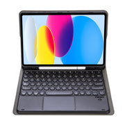 For iPad 10th Gen 10.9 2022 YA10B-A Lambskin Texture Bluetooth Touch Keyboard Leather Tablet Case with Pen Slot(Black)