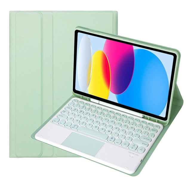 For iPad 11 2025 / 10th Gen 10.9 2022 YA10B-A Lambskin Texture Bluetooth Touch Keyboard Leather Tablet Case with Pen Slot (Green)