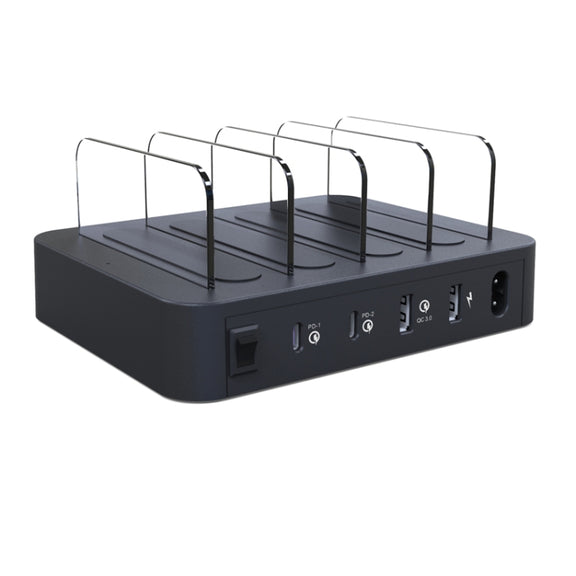 45W PD USB-C / Type-C + 18W PD USB-C / Type-C + 18W QC 3.0 USB + USB Ports Smart Charger with Detachable Bezel, US Plug