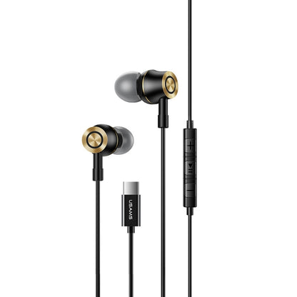 USAMS US-SJ482 EP-43 Wired In Ear USB-C / Type-C Interface Metal Digital HiFi Noise Reduction Earphones with Mic & Digital Chip, Length: 1.2m(Black) - free shipping - PMC Jewellery - Order now!
