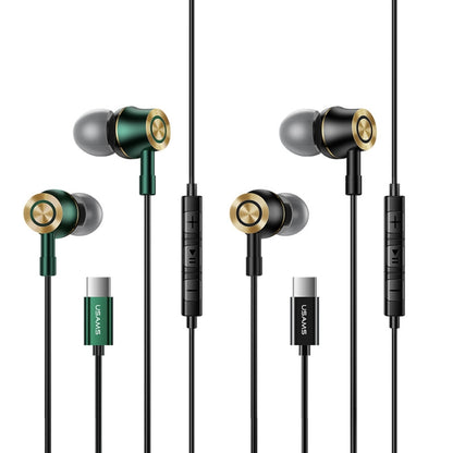 USAMS US-SJ482 EP-43 Wired In Ear USB-C / Type-C Interface Metal Digital HiFi Noise Reduction Earphones with Mic & Digital Chip, Length: 1.2m(Black) - free shipping - PMC Jewellery - Order now!