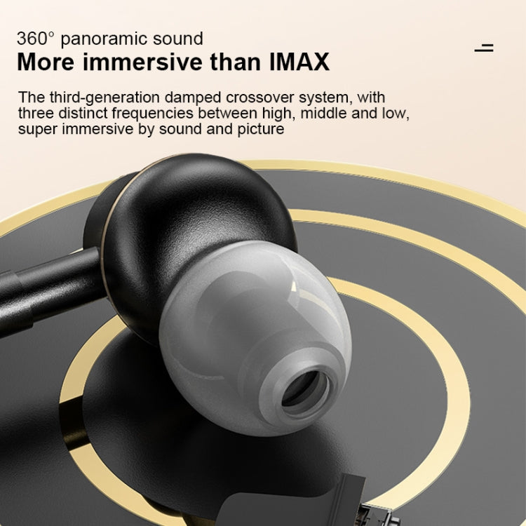 USAMS US-SJ482 EP-43 Wired In Ear USB-C / Type-C Interface Metal Digital HiFi Noise Reduction Earphones with Mic & Digital Chip, Length: 1.2m(Black) - free shipping - PMC Jewellery - Order now!