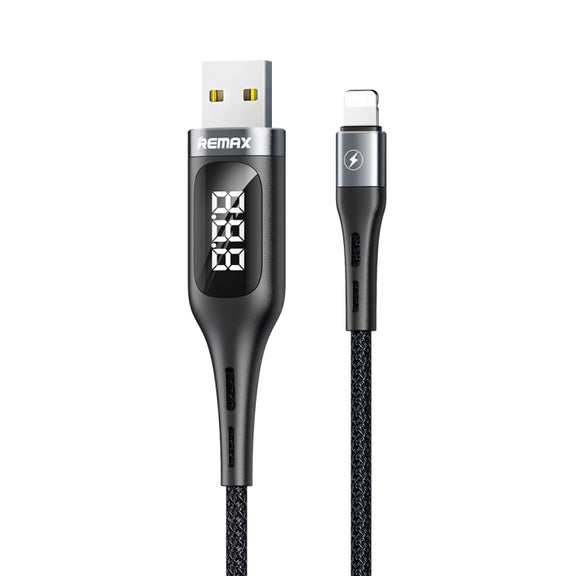 REMAX RC-096i Leader 1.2m 2.1 USB to 8 Pin Intelligent Digital Display Aluminum Alloy Braid Fast Charging Data Cable