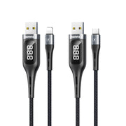 REMAX RC-096i Leader 1.2m 2.1 USB to 8 Pin Intelligent Digital Display Aluminum Alloy Braid Fast Charging Data Cable