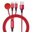 For iPhone / Apple Watch 3 In 1 8 Pin + Type-C / USB-C + Magnetic Charging Base Multi-function Charging Cable, Length: 1m(Red) - Multifunction Cable by PMC TechLife | Online Shopping South Africa | PMC TechLife | Buy Now Pay Later Mobicred