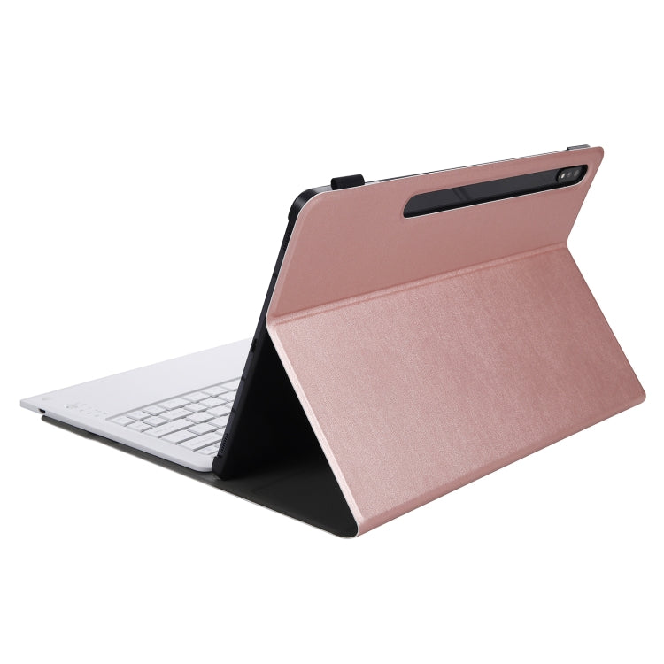 A970 Detachable Bluetooth Keyboard Ultrathin Horizontal Flip Leather Tablet Case for Samsung Galaxy Tab S7 FE T730 / T736 / S7+ T970 / T975 / T976(Rose Gold) - Samsung Keyboard by PMC TechLife | Online Shopping South Africa | PMC TechLife