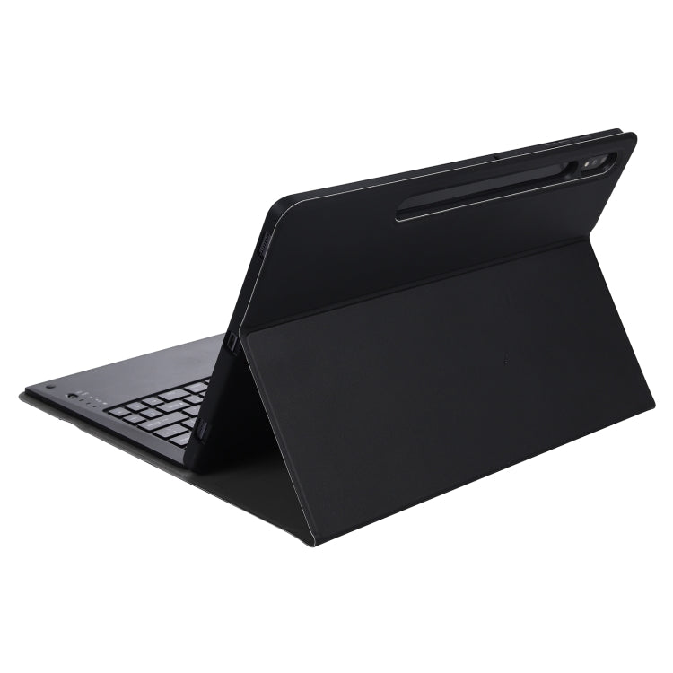 A970B Detachable Bluetooth Keyboard Ultrathin Horizontal Flip Leather Tablet Case with Pen Slot for Samsung Galaxy Tab S7 FE T730 / T736 / S7+ T970 / T975 / T976(Black)