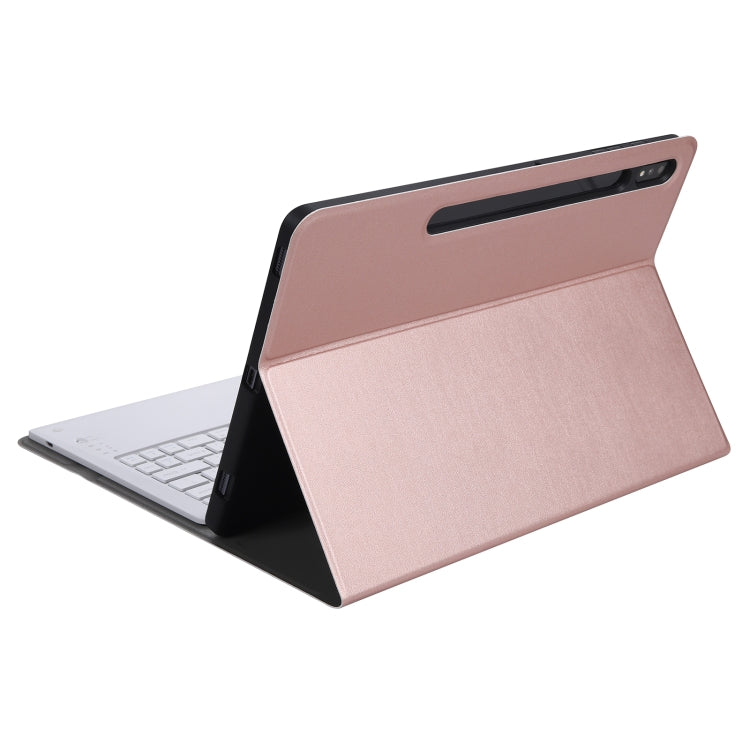 A970B Detachable Bluetooth Keyboard Ultrathin Horizontal Flip Leather Tablet Case with Pen Slot for Samsung Galaxy Tab S7 FE T730 / T736 / S7+ T970 / T975 / T976(Rose Gold) - Samsung Keyboard by PMC TechLife | Online Shopping South Africa | PMC TechLife