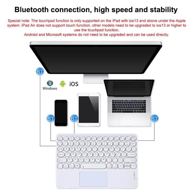 250C 10 inch Universal Tablet Round Keycap Wireless Bluetooth Keyboard with Touch Panel (Green) - Universal Keyboard by PMC TechLife | Online Shopping South Africa | PMC TechLife