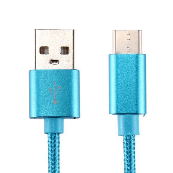 Knit Texture USB to USB-C / Type-C Data Sync Charging Cable, Cable Length: 1m, 3A Total Output, 2A Transfer Data(Blue)