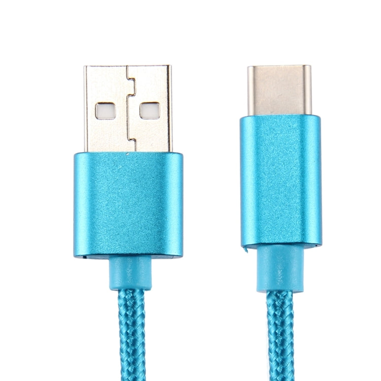 Knit Texture USB to USB-C / Type-C Data Sync Charging Cable, Cable Length: 1m, 3A Total Output, 2A Transfer Data(Blue)