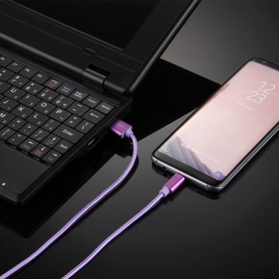 Knit Texture USB to USB-C / Type-C Data Sync Charging Cable, Cable Length: 1m, 3A Total Output, 2A Transfer Data(Purple)