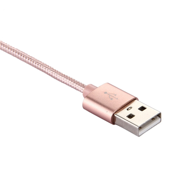 Knit Texture USB to USB-C / Type-C Data Sync Charging Cable, Cable Length: 1m, 3A Total Output, 2A Transfer Data(Rose Gold)