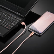 Knit Texture USB to USB-C / Type-C Data Sync Charging Cable, Cable Length: 1m, 3A Total Output, 2A Transfer Data(Rose Gold)