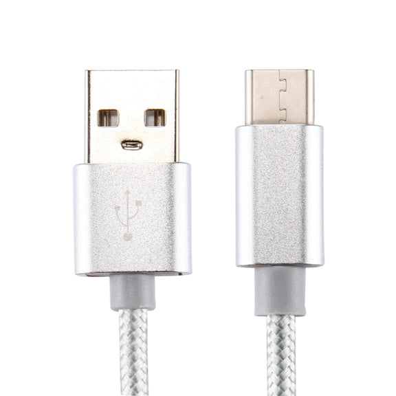 Knit Texture USB to USB-C / Type-C Data Sync Charging Cable, Cable Length: 1m, 3A Total Output, 2A Transfer Data(Silver)