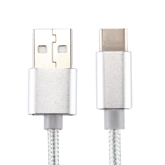 Knit Texture USB to USB-C / Type-C Data Sync Charging Cable, Cable Length: 1m, 3A Total Output, 2A Transfer Data(Silver)
