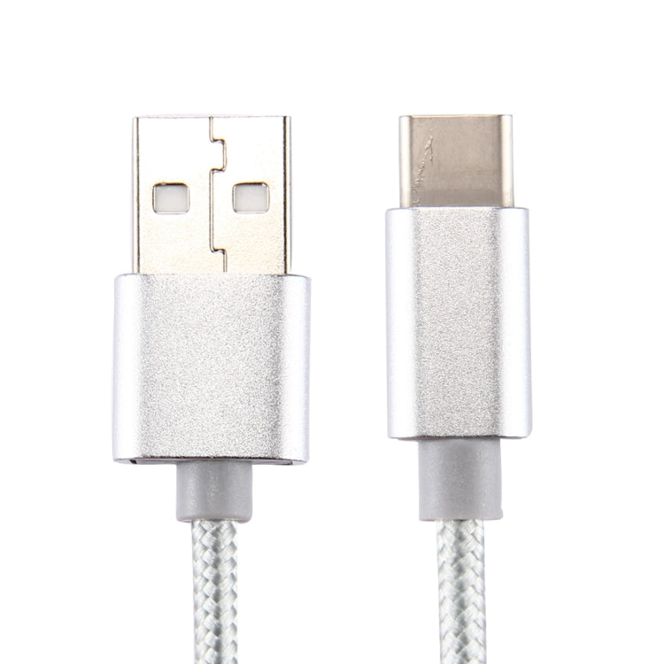 Knit Texture USB to USB-C / Type-C Data Sync Charging Cable, Cable Length: 1m, 3A Total Output, 2A Transfer Data(Silver)