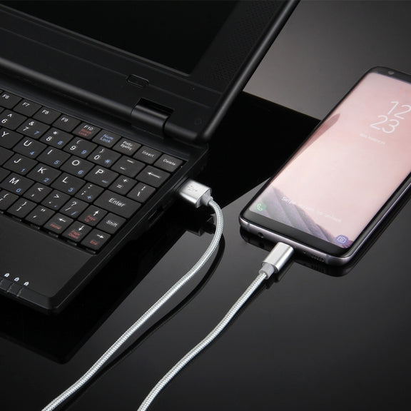Knit Texture USB to USB-C / Type-C Data Sync Charging Cable, Cable Length: 1m, 3A Total Output, 2A Transfer Data(Silver)