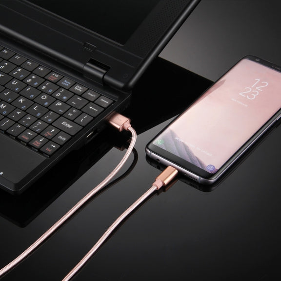 Knit Texture USB to USB-C / Type-C Data Sync Charging Cable, Cable Length: 2m, 3A Output(Rose Gold)