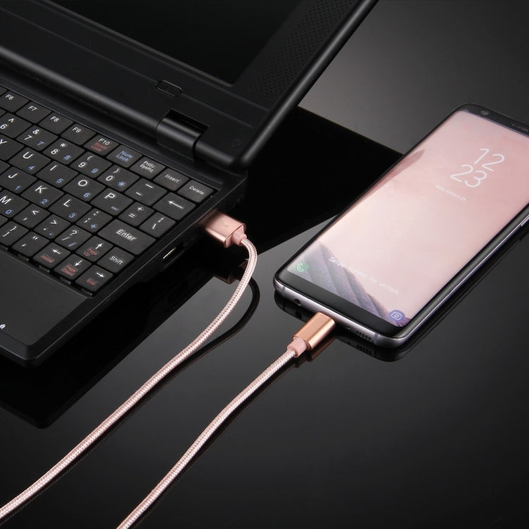 Knit Texture USB to USB-C / Type-C Data Sync Charging Cable, Cable Length: 2m, 3A Output(Rose Gold)