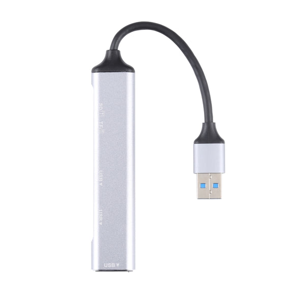 5 in 1 USB 3.0 to SD / TF Card Slot + 3 USB 3.0 Ports Multifunctional Docking Station HUB (Silver)