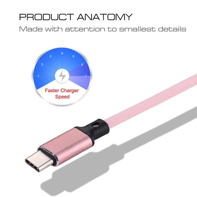 1m 2A Output USB to USB-C / Type-C Nylon Weave Style Data Sync Charging Cable(Pink) - USB-C & Type-C Cable by PMC TechLife | Online Shopping South Africa | PMC TechLife | Buy Now Pay Later Mobicred