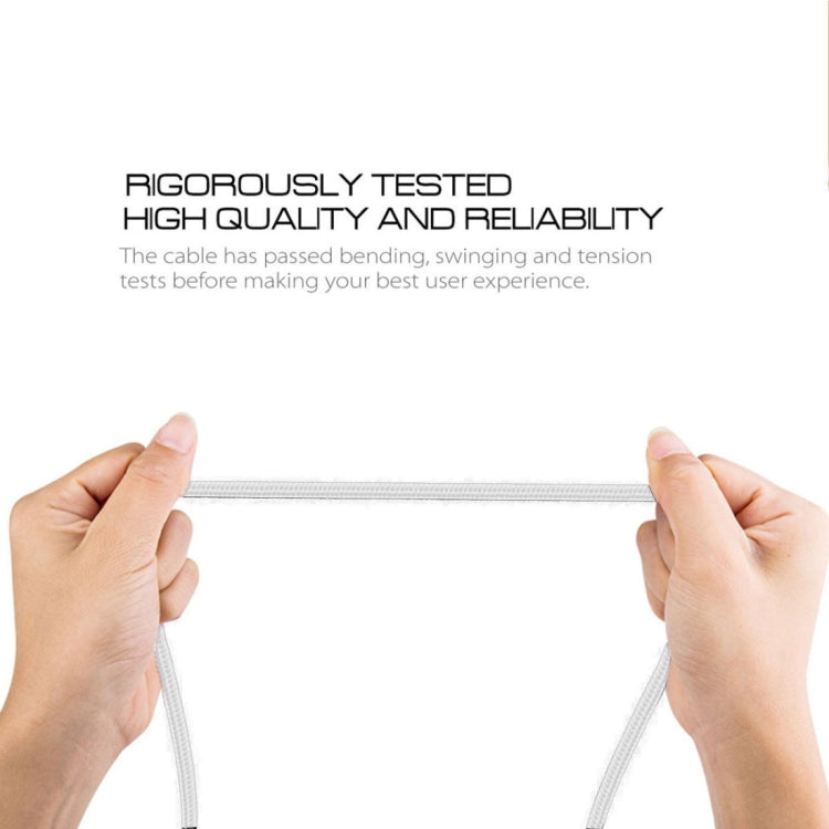 1m 2A Output USB to USB-C / Type-C Nylon Weave Style Data Sync Charging Cable(White)
