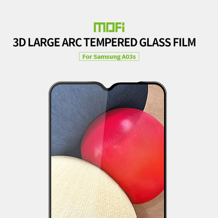 For Samsung Galaxy A03s 166mm MOFI 9H 3D Explosion-proof Curved Screen Tempered Glass Film (Black) - Galaxy Tempered Glass by MOFI | Online Shopping South Africa | PMC TechLife
