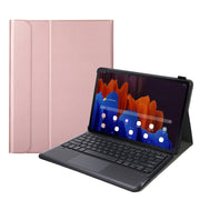 A970-A Splittable Bluetooth Keyboard Leather Tablet Case for Samsung Galaxy Tab S8+ / S7 FE T730 / S7+ T970 / T975, with Touchpad & Holder(Rose Gold)