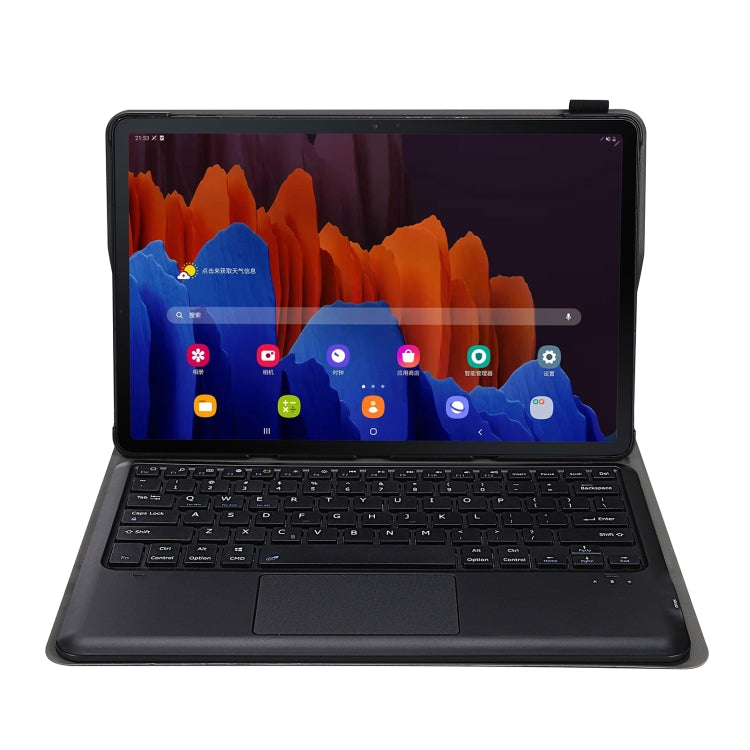 A970-A Splittable Bluetooth Keyboard Leather Tablet Case for Samsung Galaxy Tab S8+ / S7 FE T730 / S7+ T970 / T975, with Touchpad & Holder(Rose Gold)