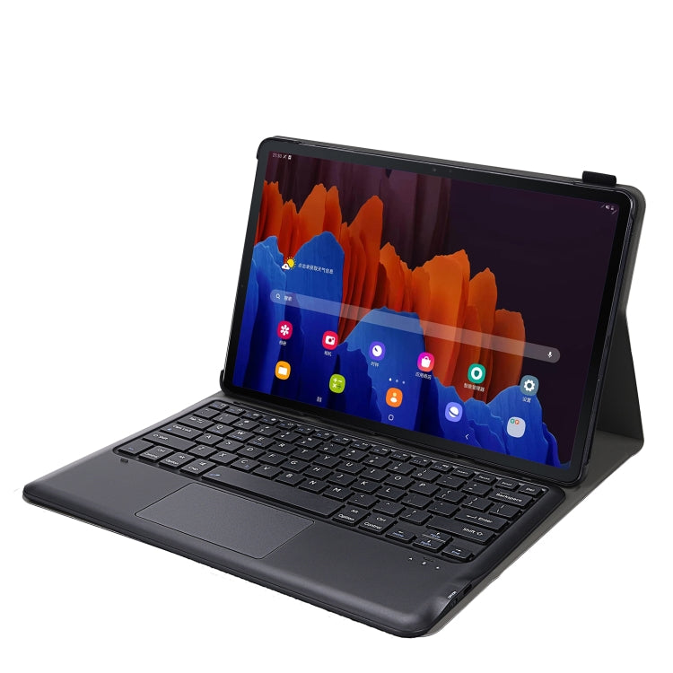 A970-A Splittable Bluetooth Keyboard Leather Tablet Case for Samsung Galaxy Tab S8+ / S7 FE T730 / S7+ T970 / T975, with Touchpad & Holder(Gold) - Samsung Keyboard by PMC TechLife | Online Shopping South Africa | PMC TechLife