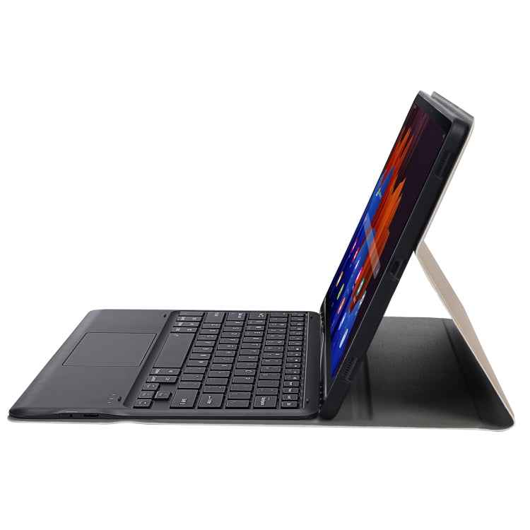 A970B-A Splittable Bluetooth Keyboard Leather Tablet Case for Samsung Galaxy Tab S7 FE T730 T736  & S7+ T970 T975, with Touchpad & Pen Slot & & Holder (Gold)
