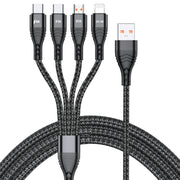 4 in 1 66W 6A USB to 8 Pin + Micro USB + Dual USB-C / Type-C Fast Charging Data Cable, Cable Length: 1.2m(Black)