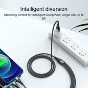 4 in 1 66W 6A USB to 8 Pin + Micro USB + Dual USB-C / Type-C Fast Charging Data Cable, Cable Length: 1.2m(Black)
