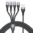 4 in 1 66W 6A USB to 8 Pin + Micro USB + Dual USB-C / Type-C Fast Charging Data Cable, Cable Length: 2m(Grey) - Multifunction Cable by PMC TechLife | Online Shopping South Africa | PMC TechLife | Buy Now Pay Later Mobicred