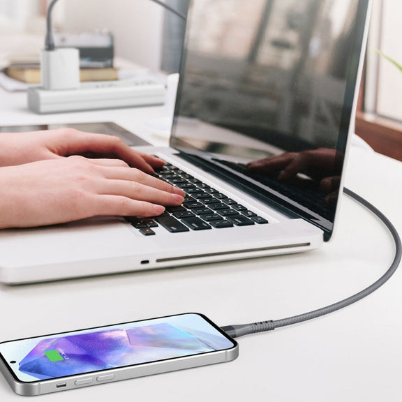 IVON CA92 2.4A Max USB to USB-C / Type-C Rubber Fast Charging Data Cable, Length: 1.5m (Black)