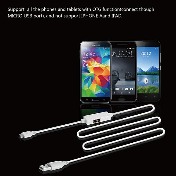 OTG-Y-03 USB 2.0 Male to Micro USB Male + USB Female OTG Charging Data Cable for Android Phones / Tablets with OTG Function, with Switch, Length: 1.1m(White)