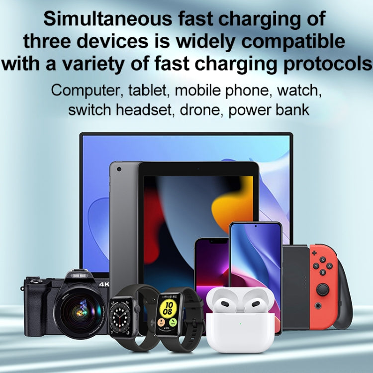 WLX-X8 65W Max 3 Ports USB-C / Type-C Quick Charger Adapter, US Plug (Black) - free shipping - PMC Jewellery - Order now!