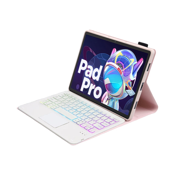 AM20-AS Lambskin Texture Backlight Bluetooth Touch Keyboard Leather Tablet Case For Lenovo Xiaoxin Pad 2022 10.6 inch/Tab M10 Plus 10.6 3rd Gen 2022(Pink)