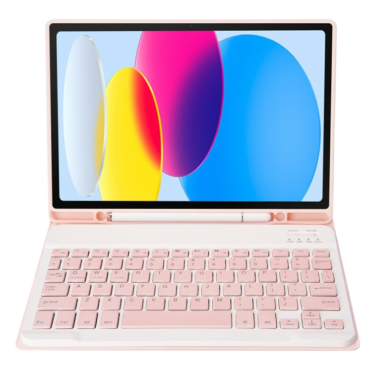 For iPad 10th Gen 10.9 2022 A10B Lambskin Texture Ultra-thin Bluetooth Keyboard Leather Tablet Case with Pen Slot(Pink) - Universal by PMC TechLife | Online Shopping South Africa | PMC TechLife
