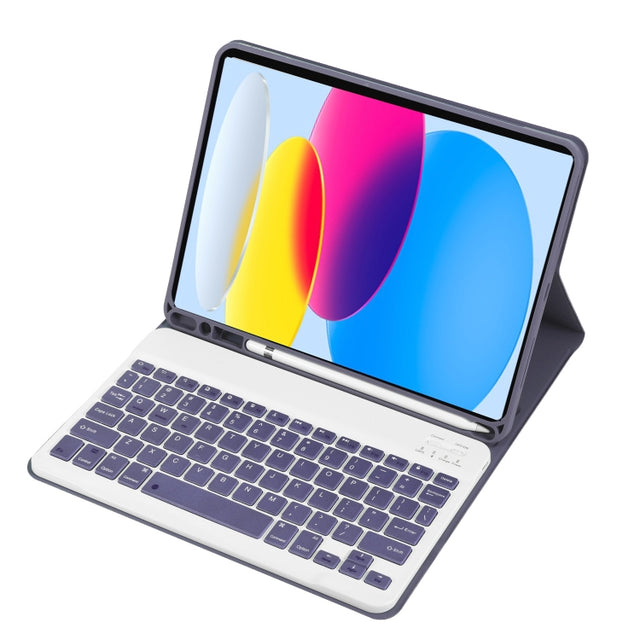 For iPad 11 2025 / 10th Gen 10.9 2022 A10B Lambskin Texture Ultra-thin Bluetooth Keyboard Leather Tablet Case with Pen Slot(Purple)