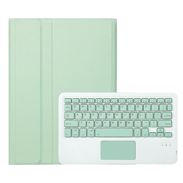 For iPad 10th Gen 10.9 2022 A10B-A Lambskin Texture Bluetooth Touch Keyboard Leather Tablet Case with Pen Slot (Green)