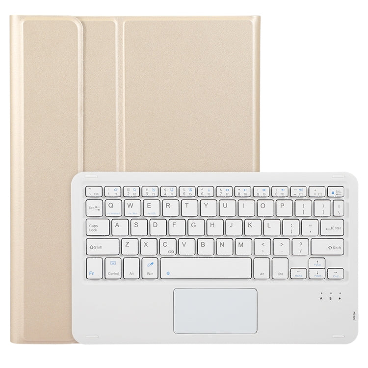 For iPad 11 2025 / 10th Gen 10.9 2022 A10B-A Lambskin Texture Bluetooth Touch Keyboard Leather Tablet Case with Pen Slot(Gold)
