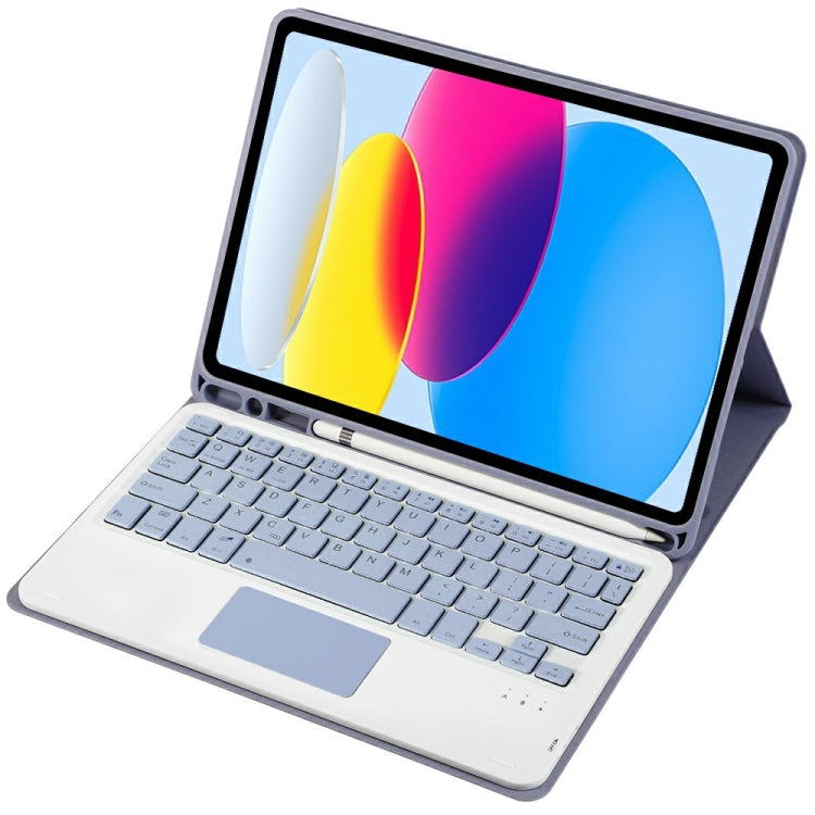 For iPad 10th Gen 10.9 2022 A10B-A Lambskin Texture Bluetooth Touch Keyboard Leather Tablet Case with Pen Slot (Purple) - Universal by PMC TechLife | Online Shopping South Africa | PMC TechLife