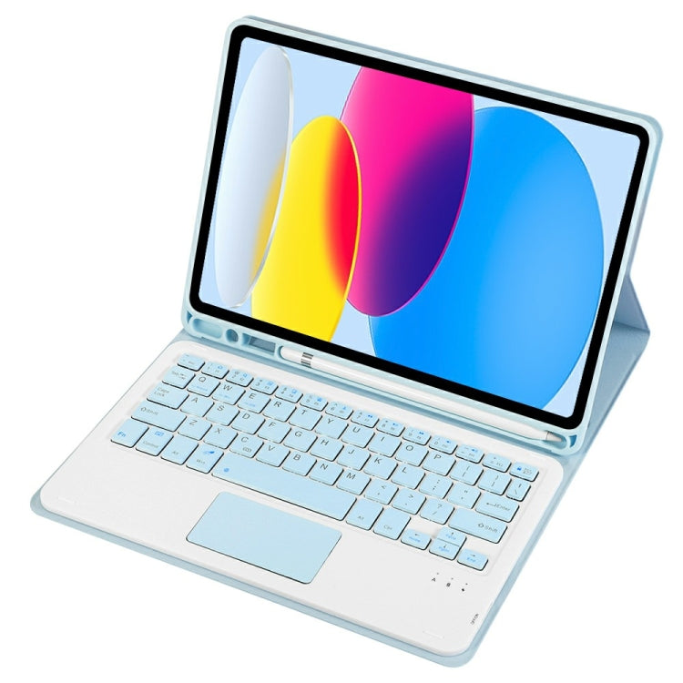 For iPad 10th Gen 10.9 2022 A10B-A Lambskin Texture Bluetooth Touch Keyboard Leather Tablet Case with Pen Slot (Baby Blue) - Universal by PMC TechLife | Online Shopping South Africa | PMC TechLife