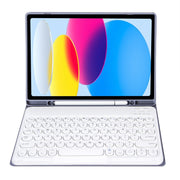 For iPad 10th Gen 10.9 2022 YA10B Lambskin Texture Bluetooth Keyboard Leather Tablet Case with Pen Slot (Purple)