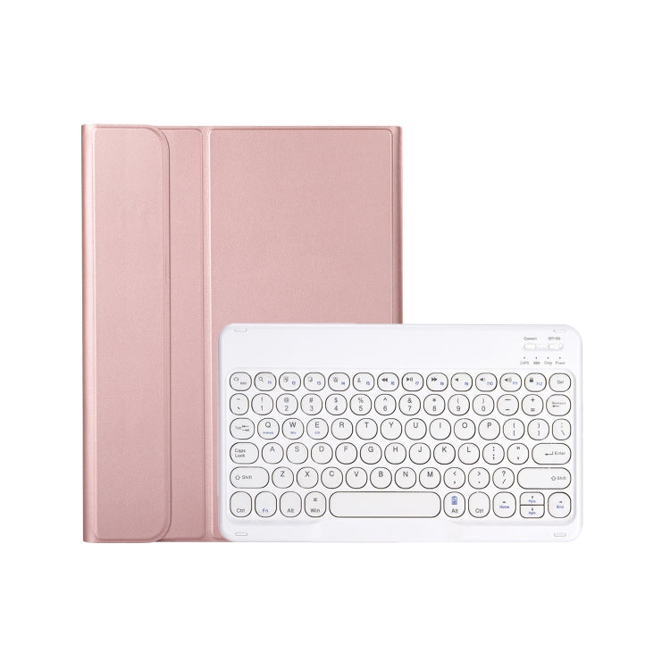 For iPad 10th Gen 10.9 2022 YA10B Lambskin Texture Bluetooth Keyboard Leather Tablet Case with Pen Slot(Rose Gold)