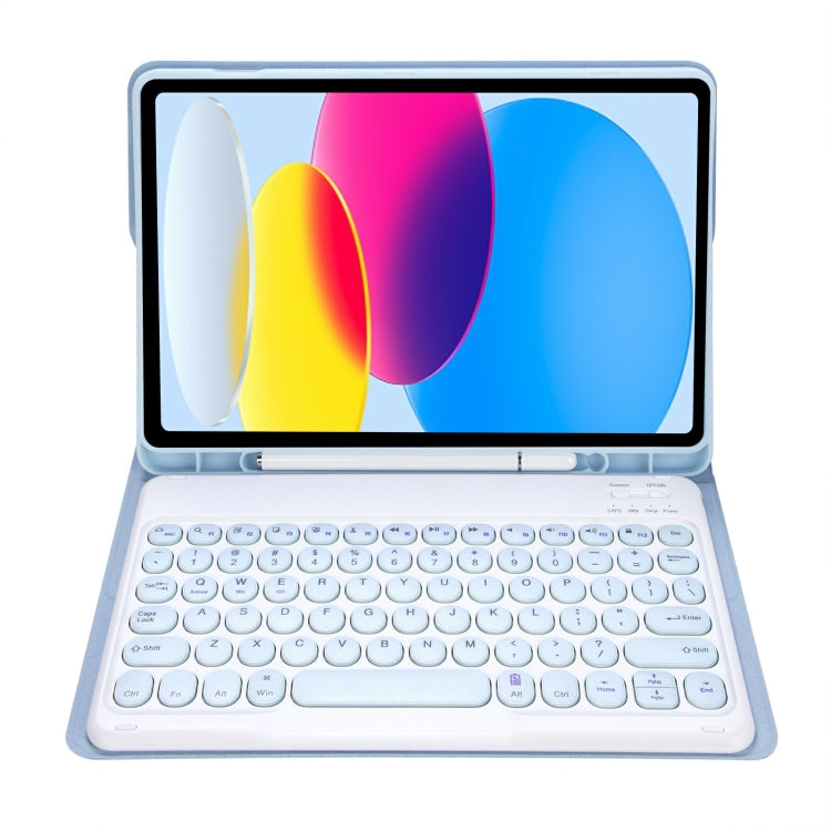 For iPad 11 2025 / 10th Gen 10.9 2022 YA10B Lambskin Texture Bluetooth Keyboard Leather Tablet Case with Pen Slot (Baby Blue) - free shipping - PMC TechLife - Order now!